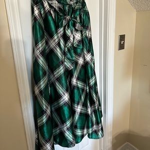 Green and White Plaid Skirt